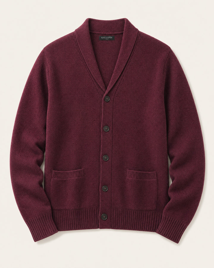 Wool Blend Shawl-Collar Cardigan