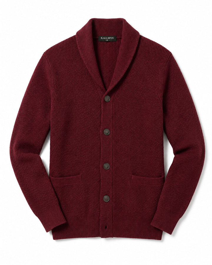 Wool Blend Shawl-Collar Cardigan