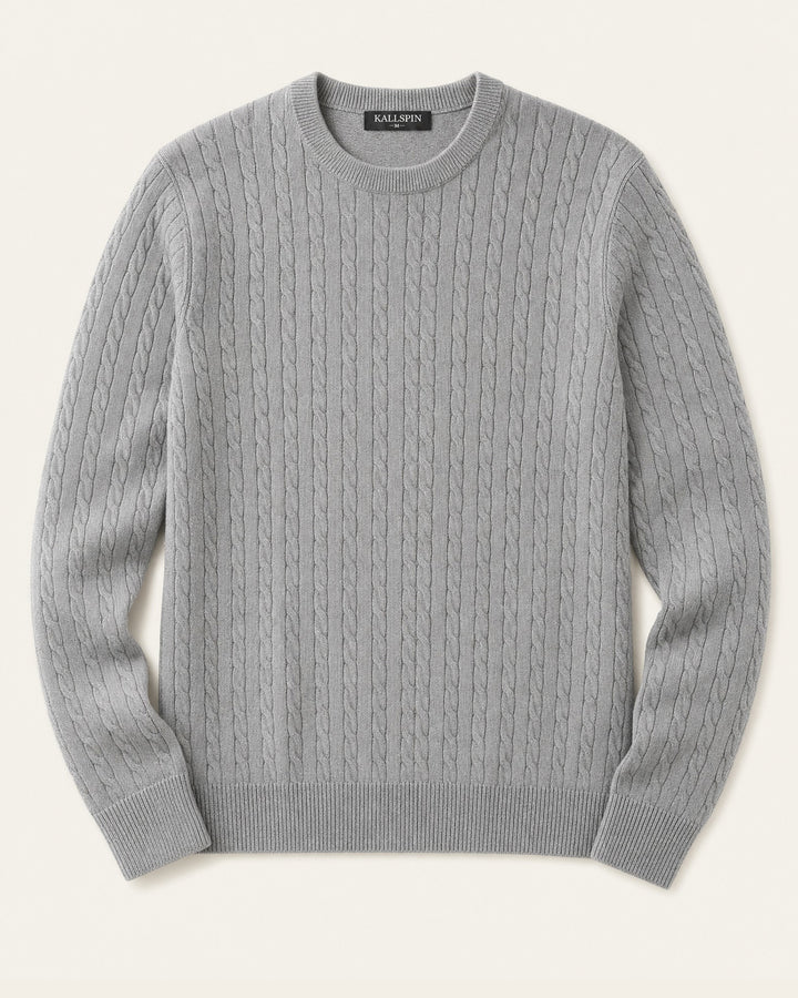 Wool Cable-Knit Crewneck Pullover