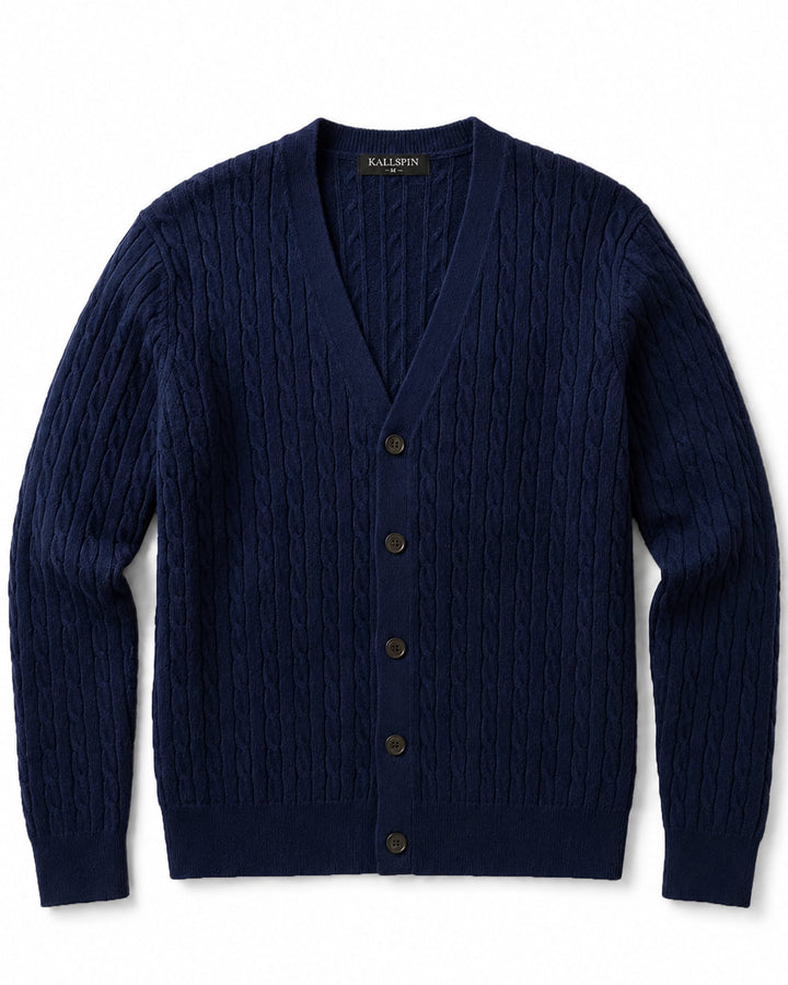 Wool Blend Cable-Knit Cardigan