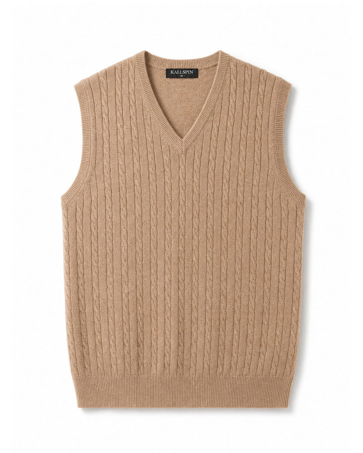 Wool Blend Cable-Knit Sweater Vest