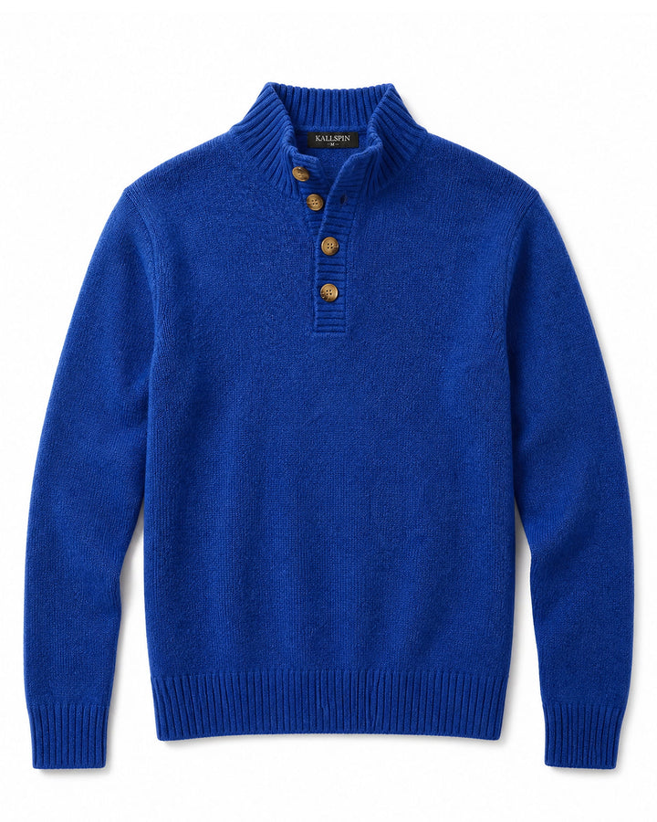 Wool Blend Quarter-Button Pullover