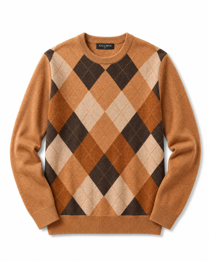 Argyle Wool Crewneck Sweater