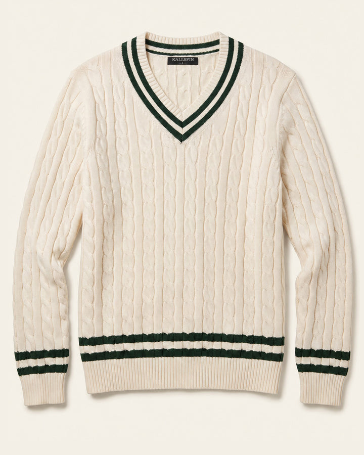 Cotton Retro Cable-Knit Pullover