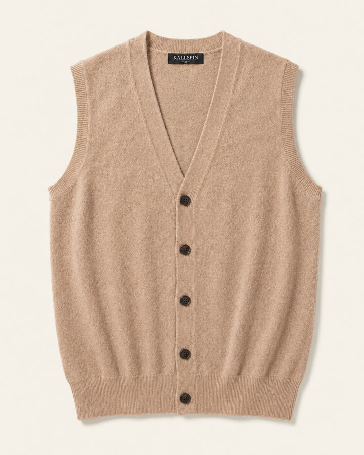 Wool Blend V-Neck Cardigan Vest