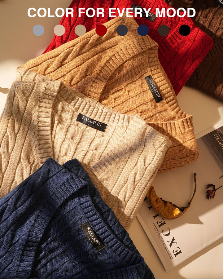 Cable-Knit Wool Sweater Vest