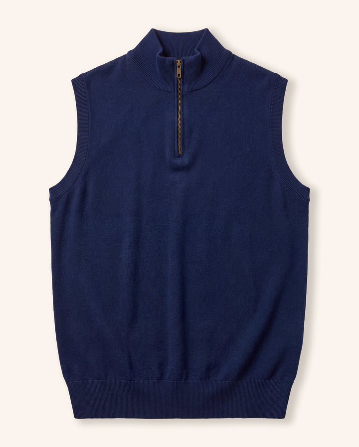 Cotton Quarter-Zip Vest