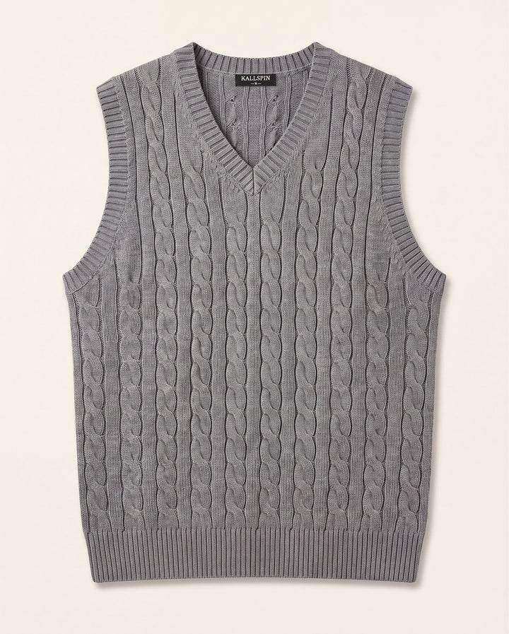 Cable-Knit Wool Sweater Vest