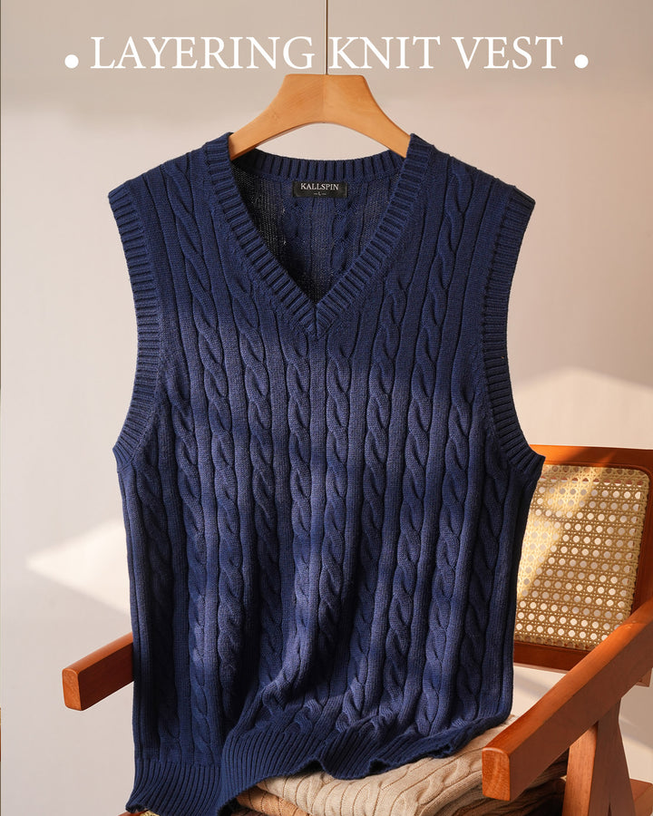 Cable-Knit Wool Sweater Vest