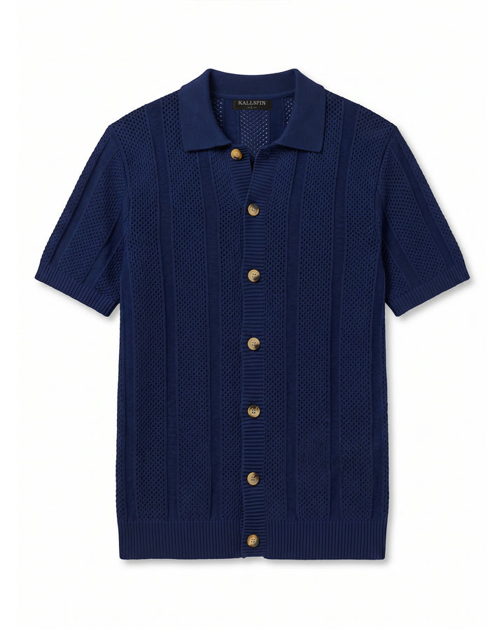 Cotton Button-Down Knit Shirt
