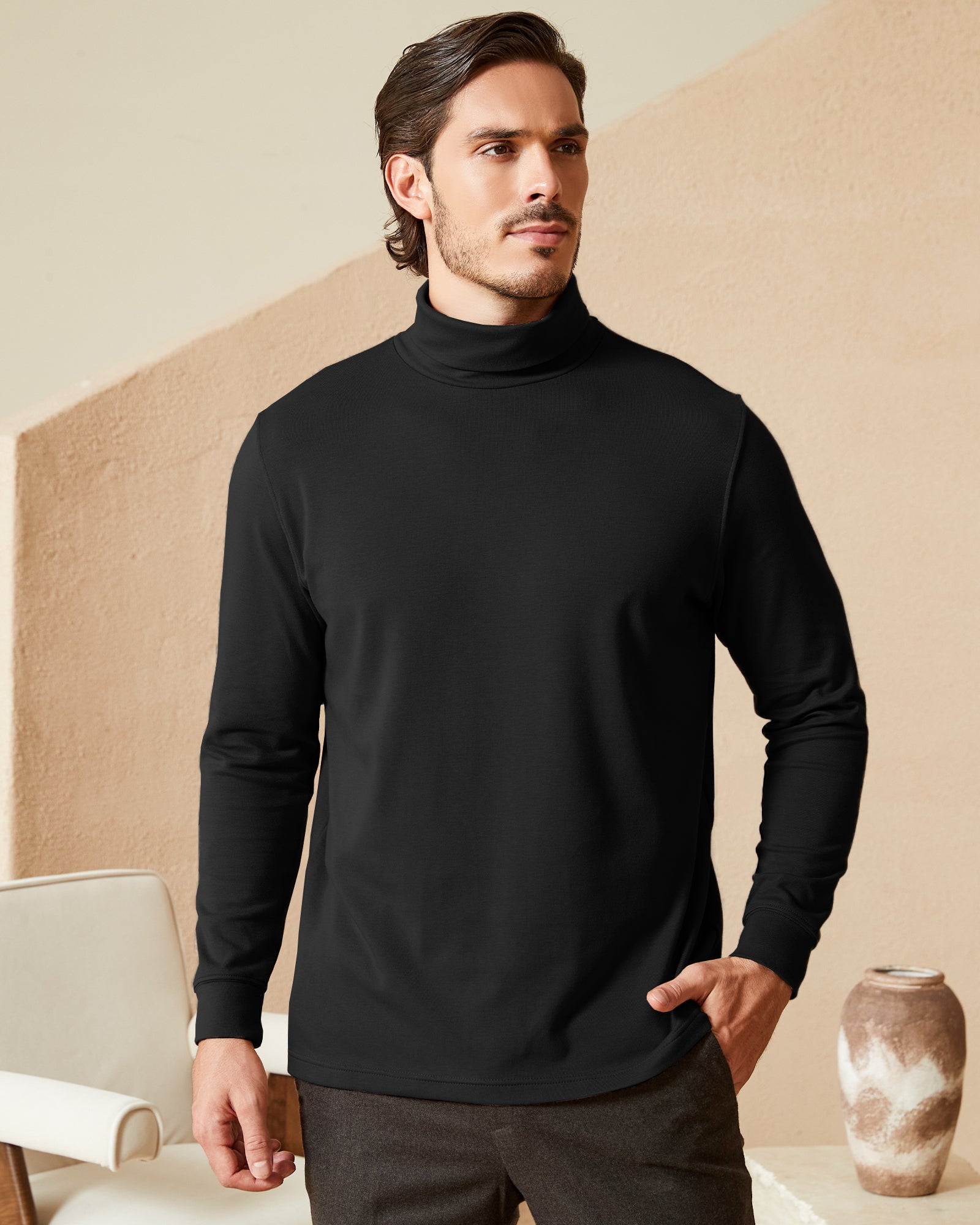 Kallspin Basics Turtleneck Sweatershirt - Premium Men's Clothing