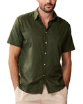 Kallspin Men's Linen Blend Vacation Shirt - Sky Blue