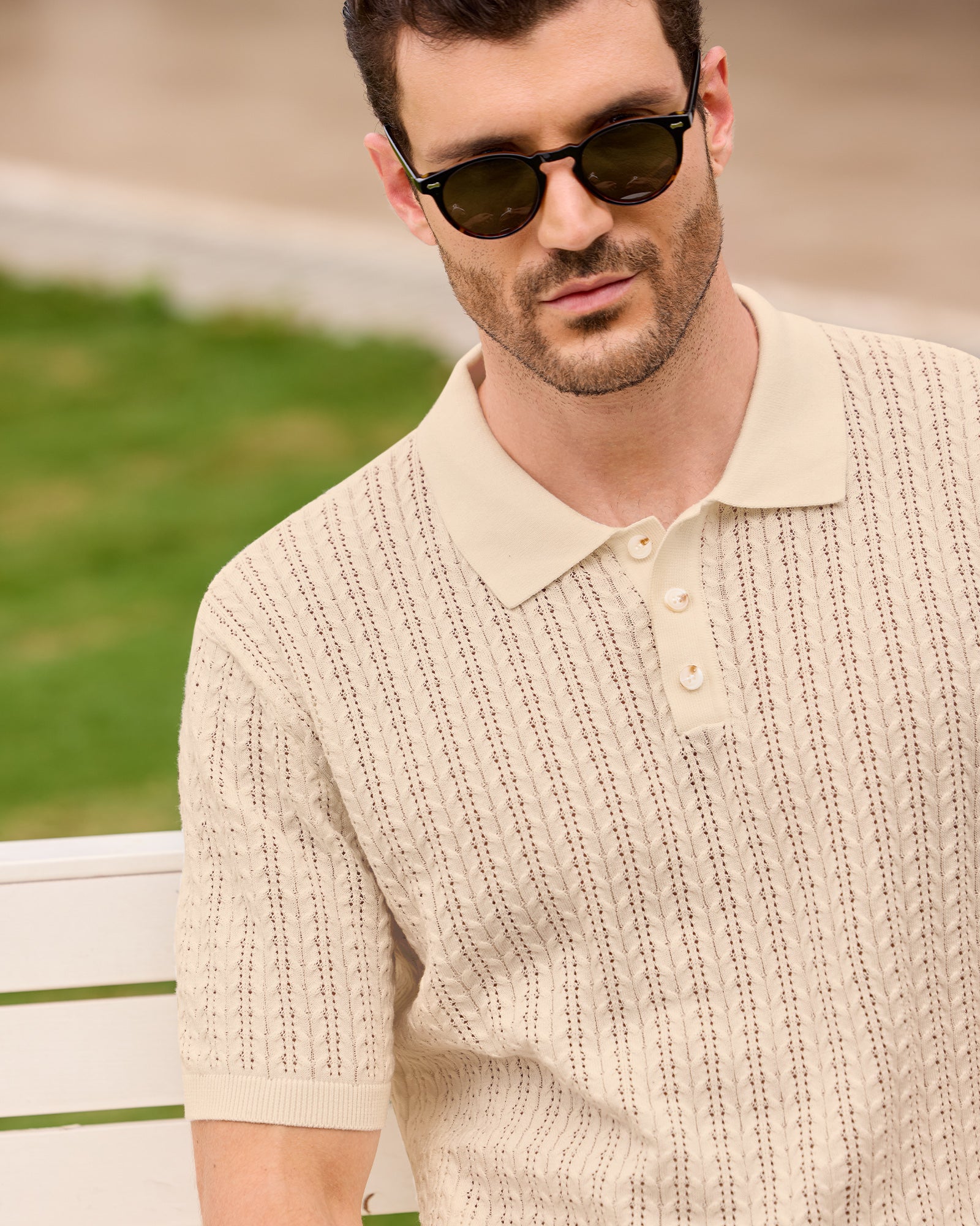 Kallspin Textured Cotton Polo - Premium Men's Clothing