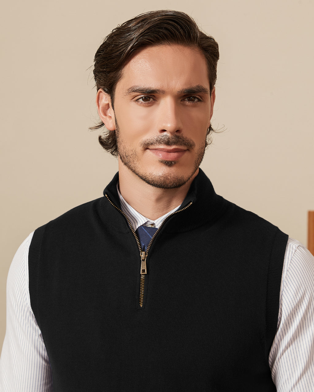 Kallspin Cotton Quarter Zipper Vest - Premium Men's Clothing