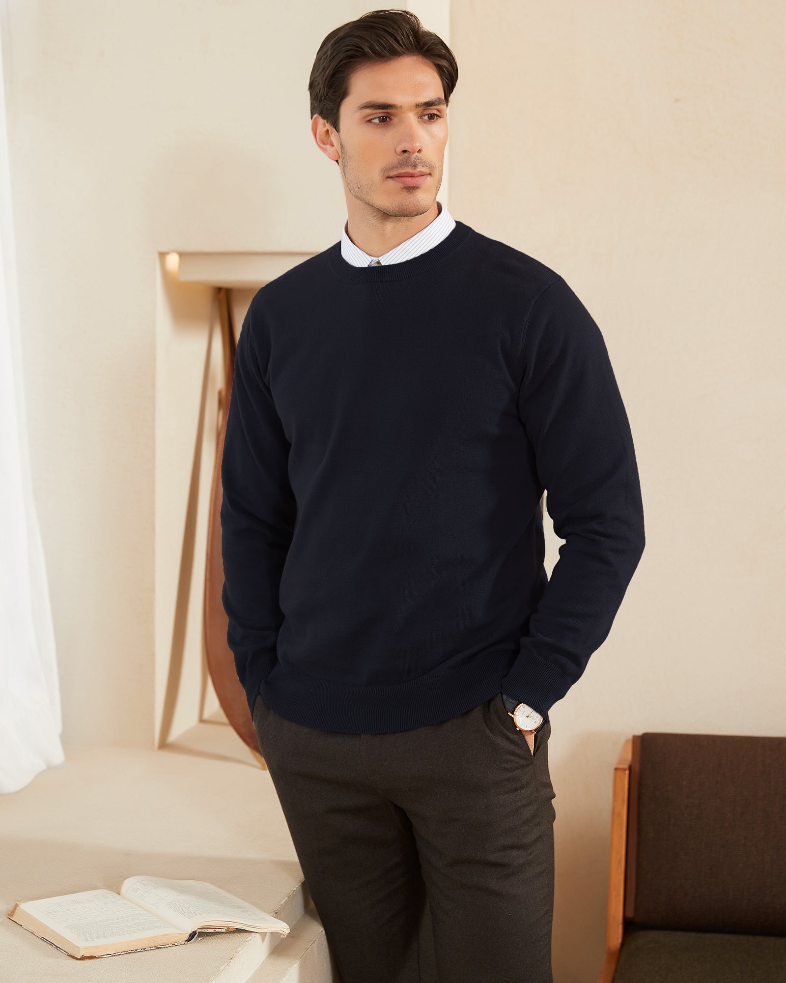 Kallspin Cotton Crewneck Pullover - Premium Men's Clothing