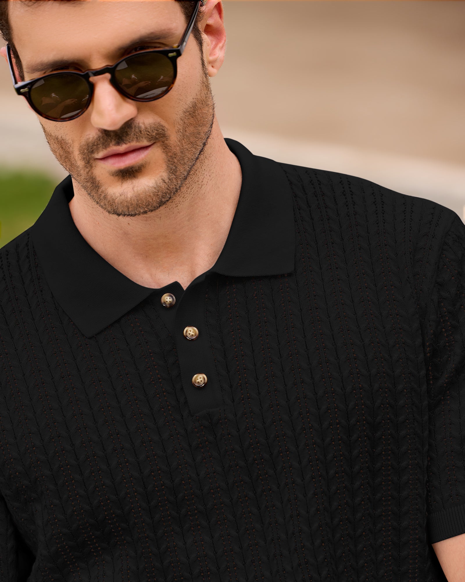 Kallspin Textured Cotton Polo - Premium Men's Clothing