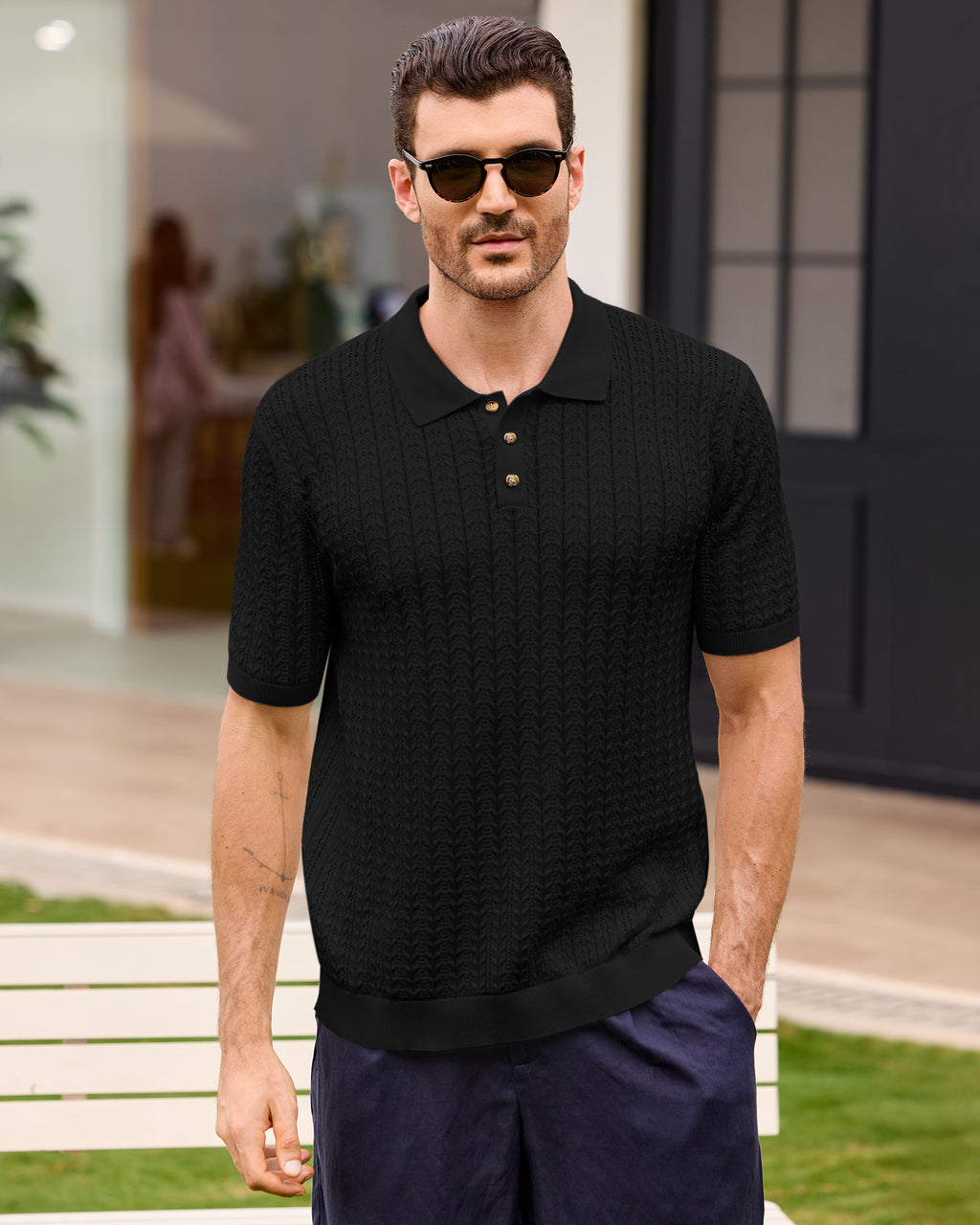 Kallspin Textured Cotton Polo - Premium Men's Clothing
