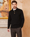 Wool Blend Quarter-Button Pullover