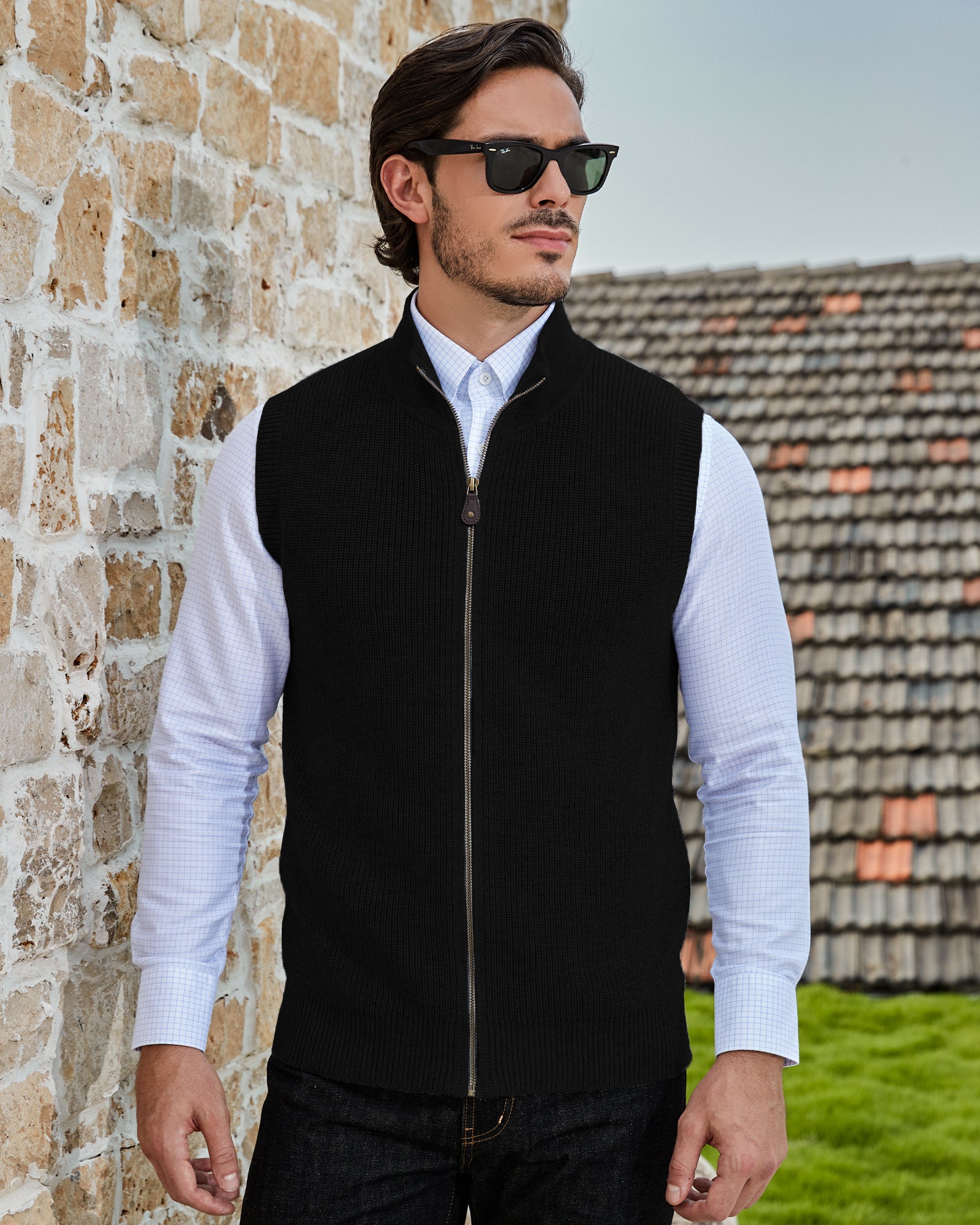 Kallspin Wool Blend Full-zip Vest - Premium Men's Clothing