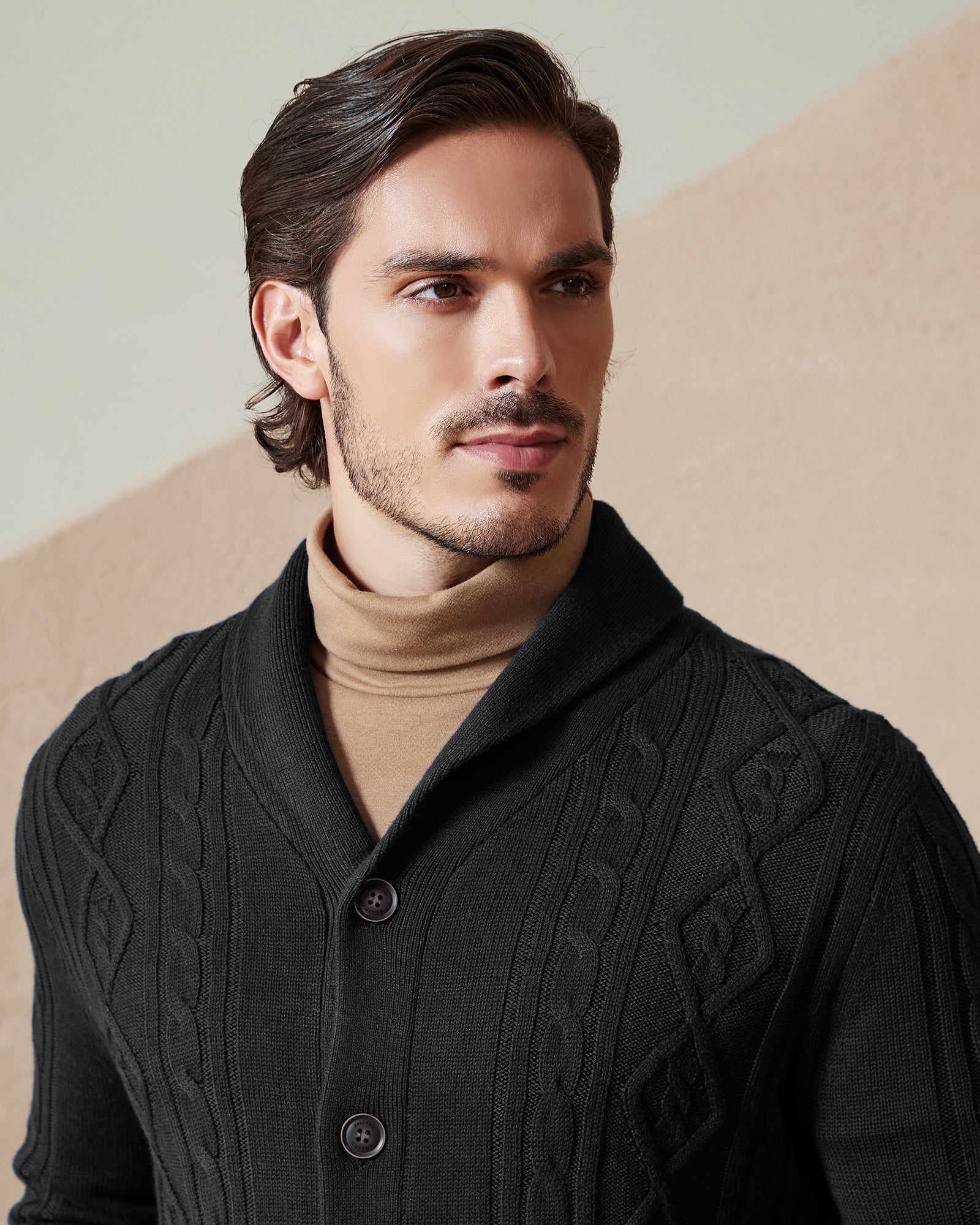 Kallspin Cabel-Knit Shawl-collar Cardigan - Premium Men's Clothing
