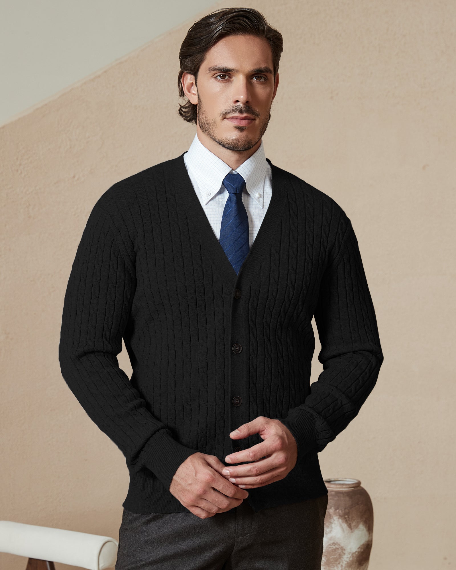 Kallspin Cotton Cable-Knit Cardigan - Premium Men's Clothing