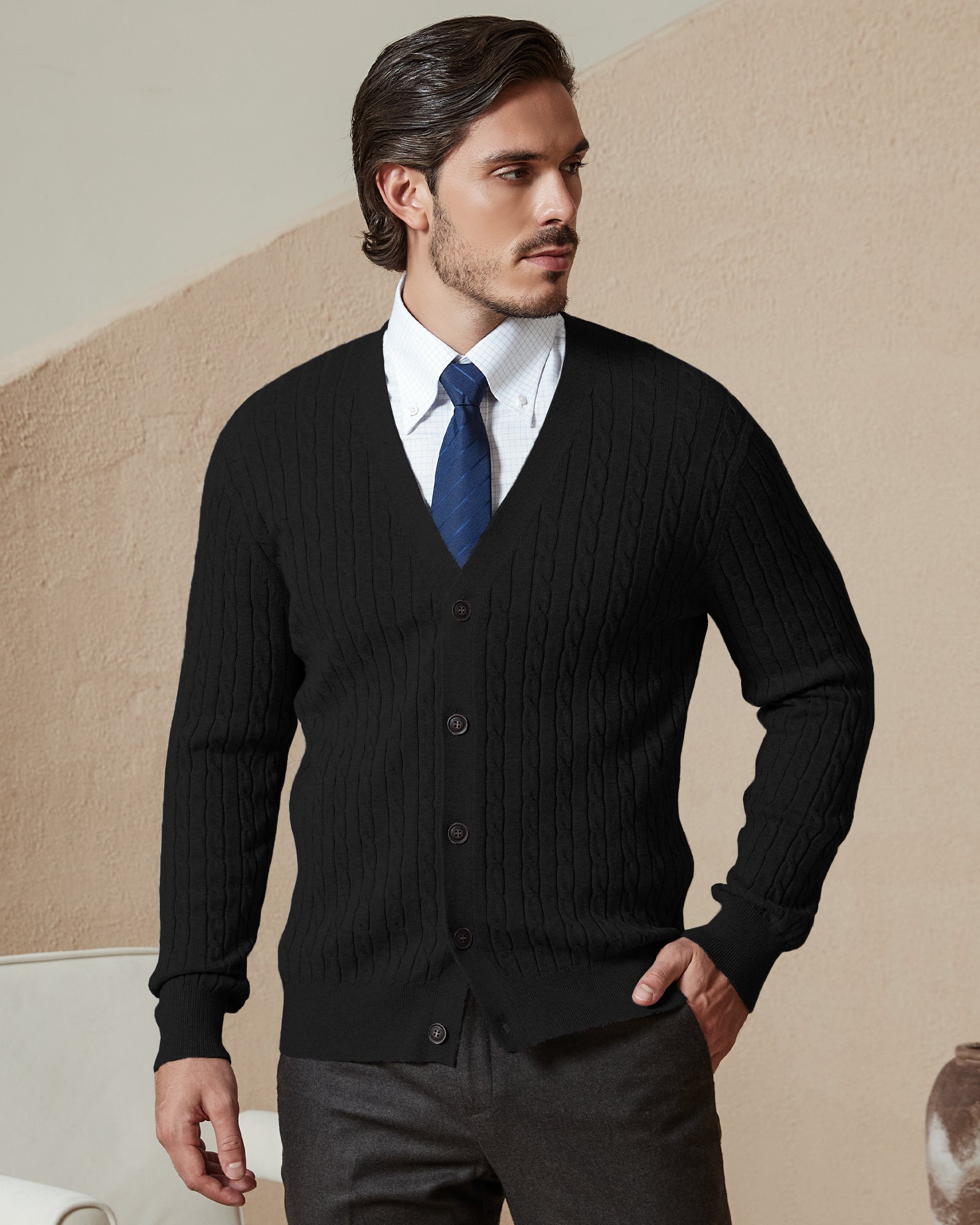 Kallspin Cotton Cable-Knit Cardigan - Premium Men's Clothing