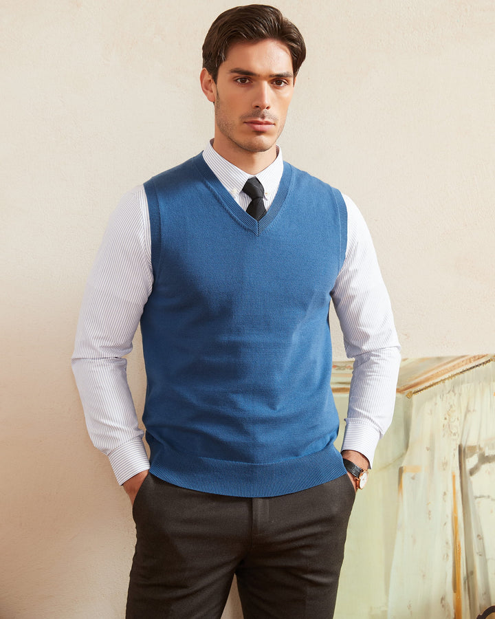 Cotton V-Neck Sweater Vest