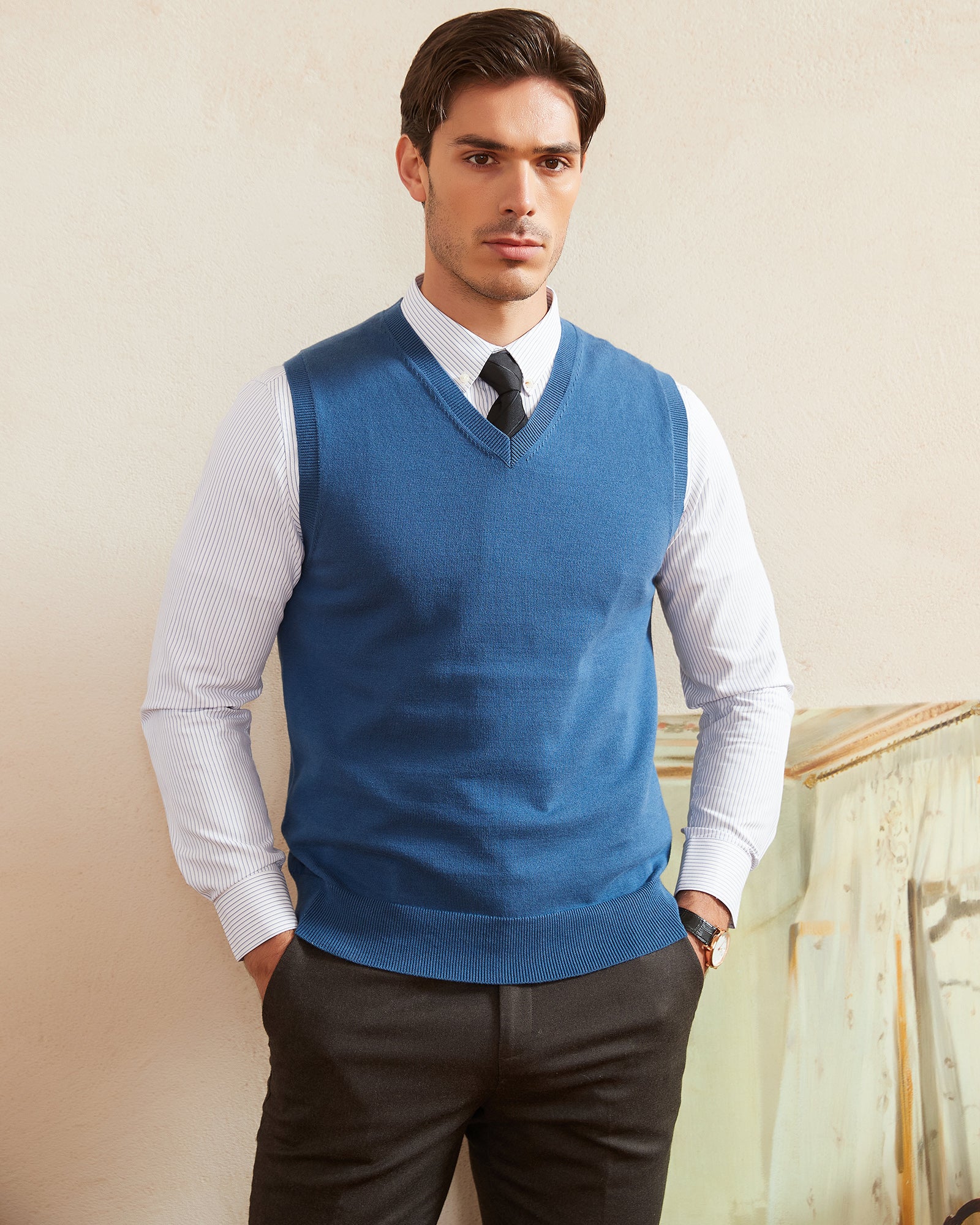 Kallspin Cotton V-neck Vest - Premium Men's Clothing
