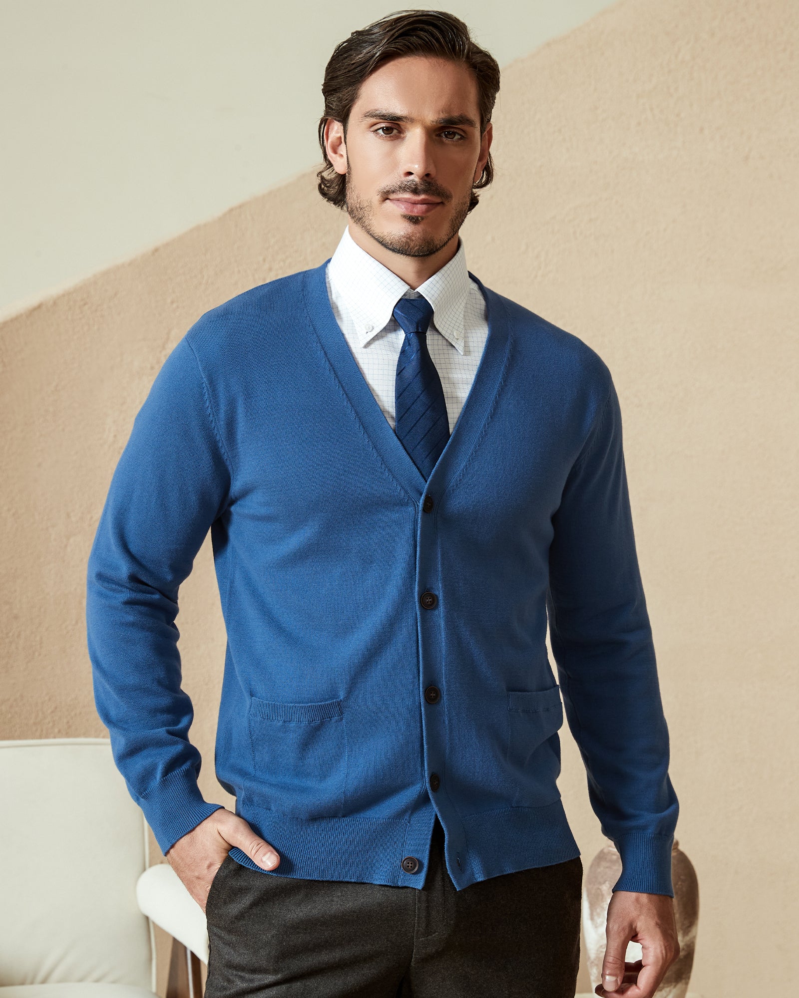 Kallspin Cotton Button Down Cardigan - Premium Men's Clothing