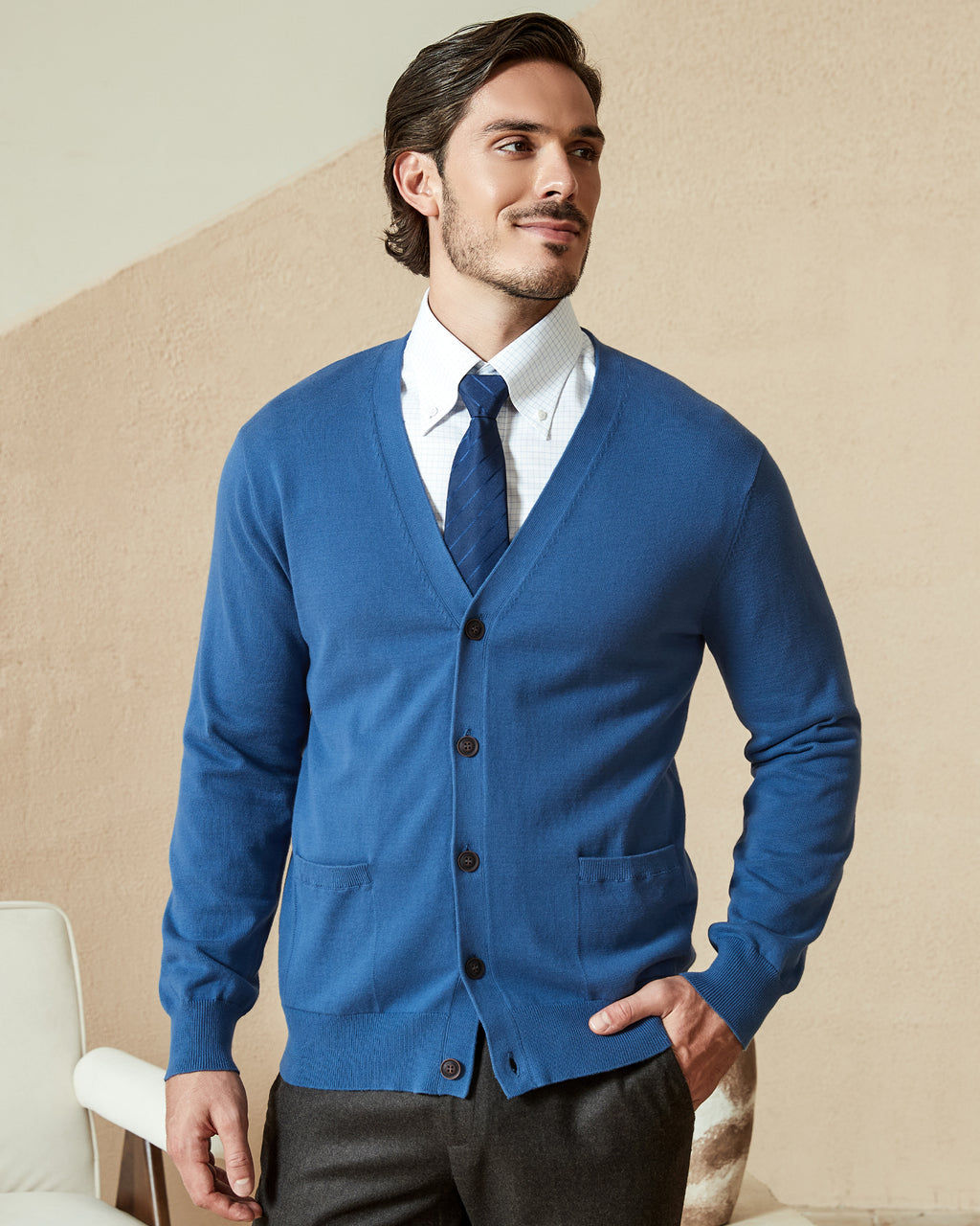 Kallspin Cotton Button Down Cardigan - Premium Men's Clothing