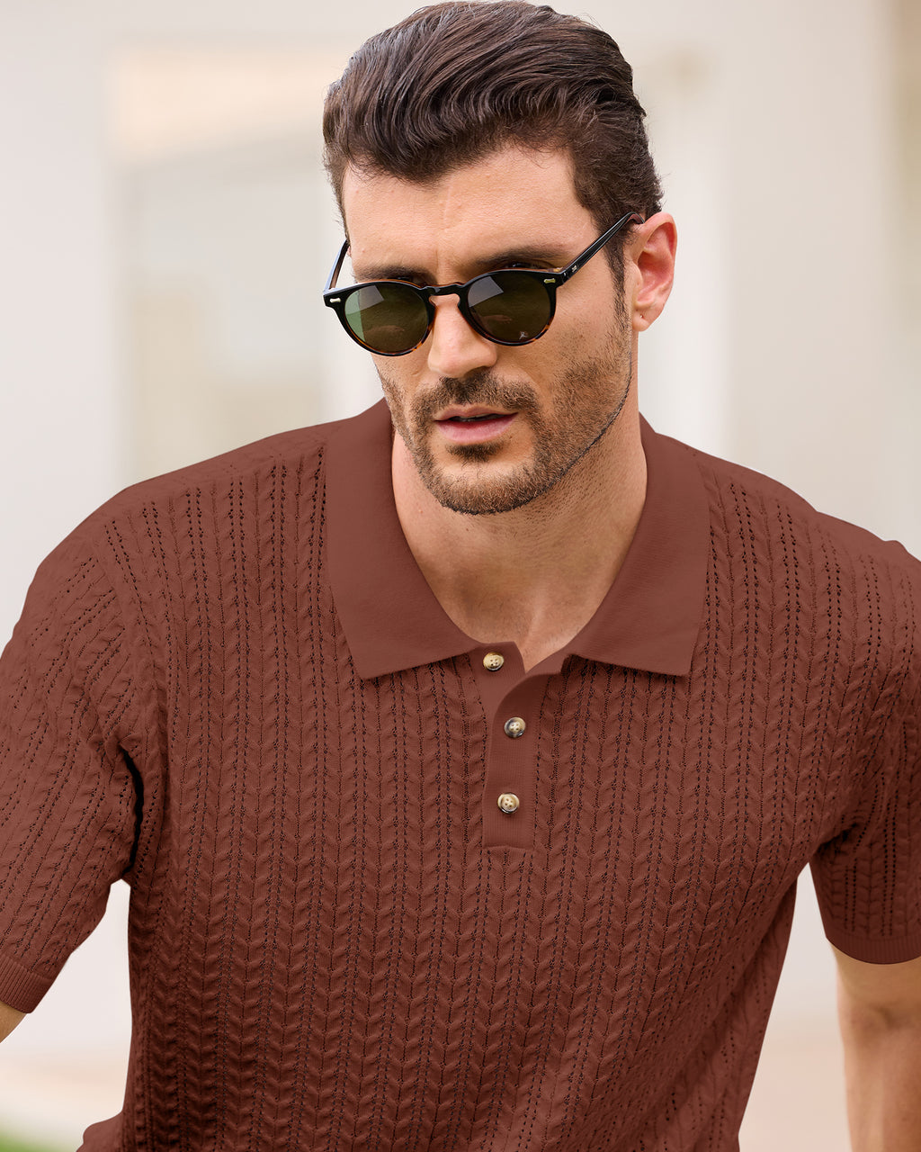 Kallspin Textured Cotton Polo - Premium Men's Clothing