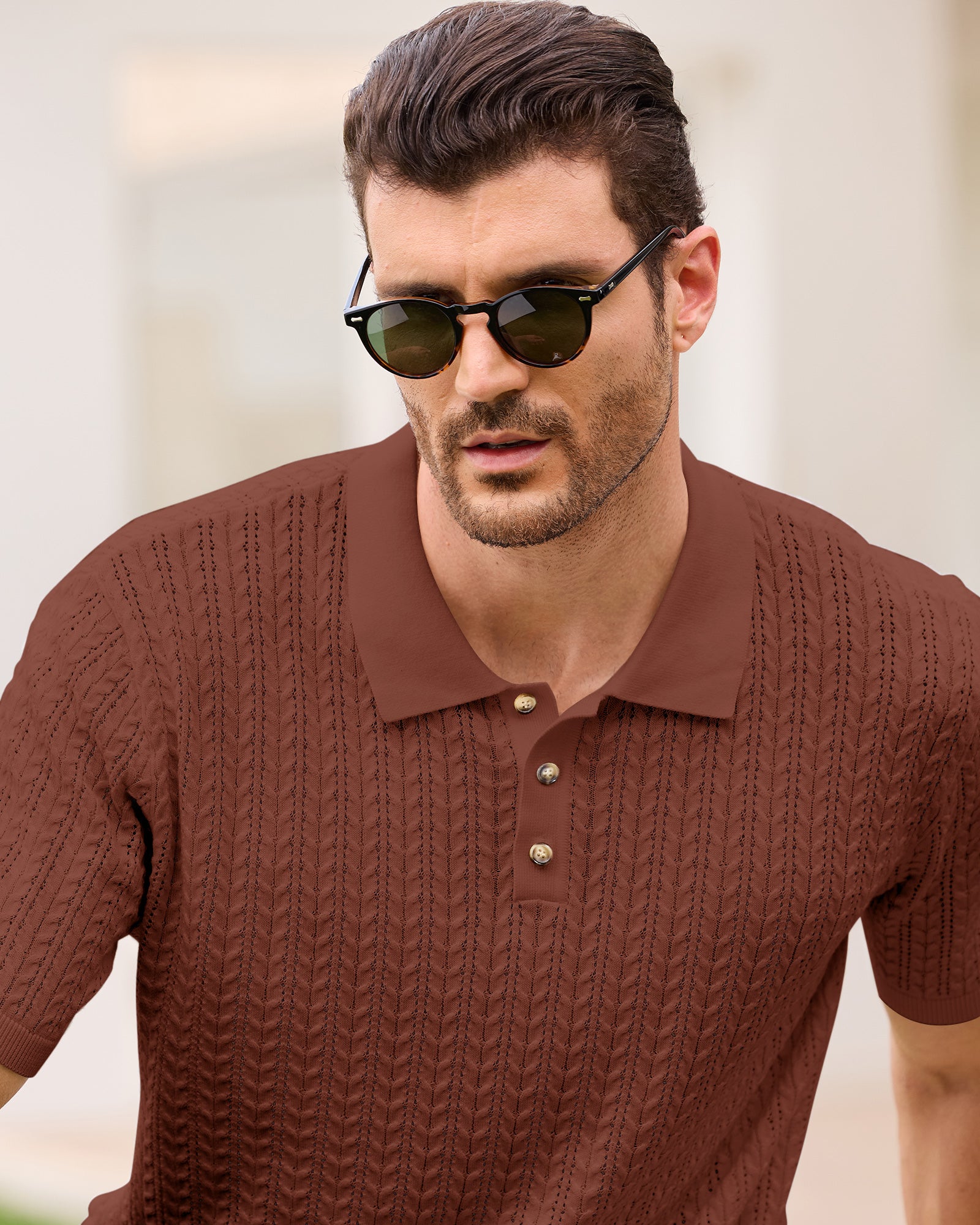 Kallspin Textured Cotton Polo - Premium Men's Clothing