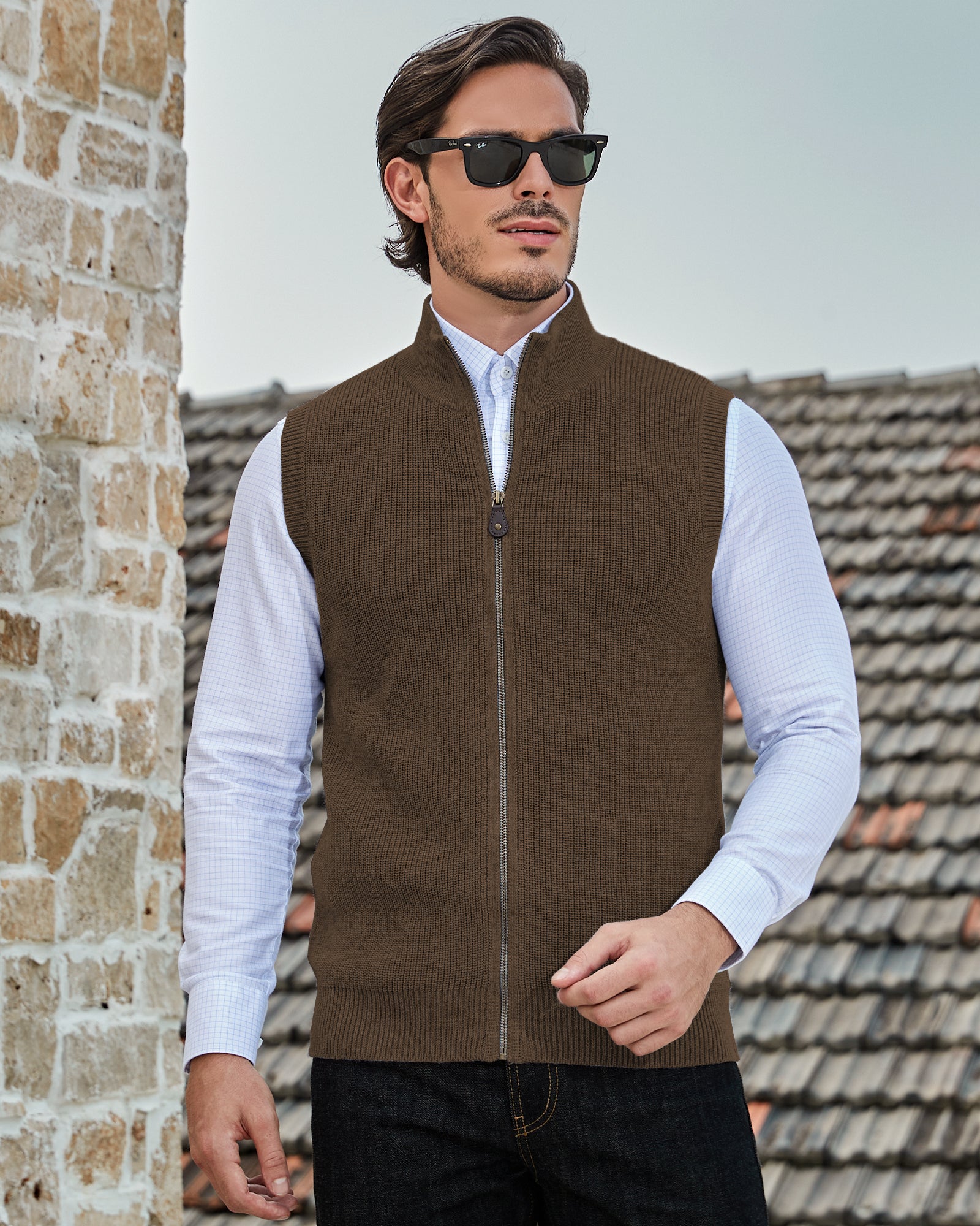 Kallspin Wool Blend Full-zip Vest - Premium Men's Clothing