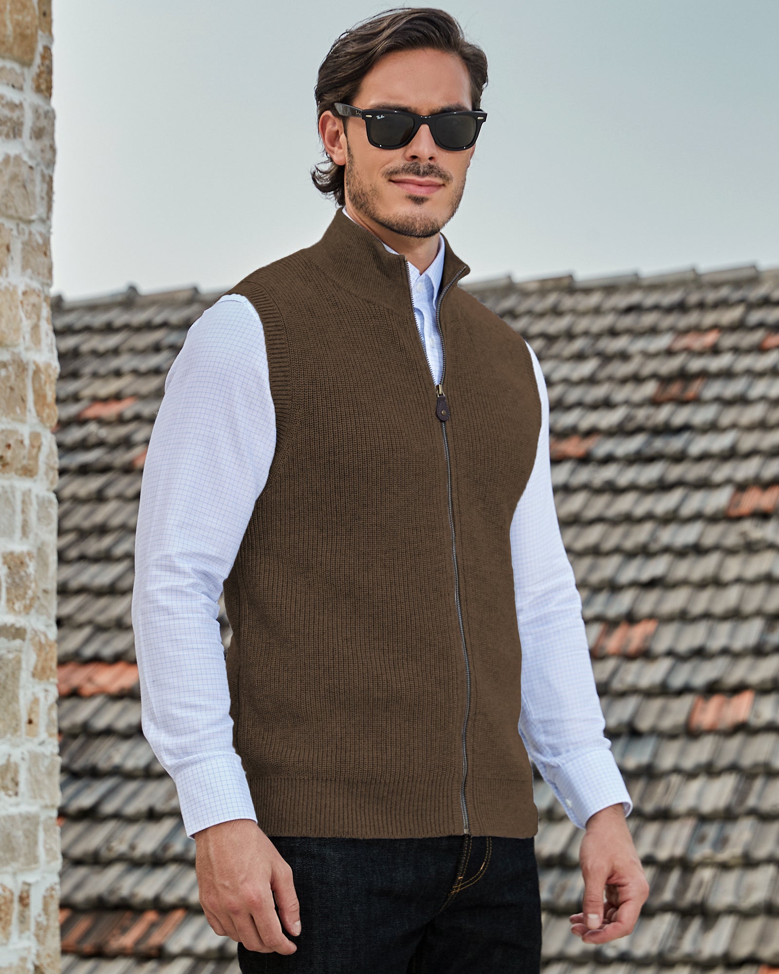 Kallspin Wool Blend Full-zip Vest - Premium Men's Clothing