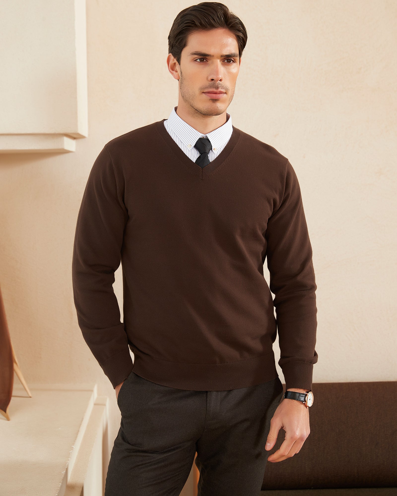 Kallspin Cotton V-neck Pullover - Premium Men's Clothing