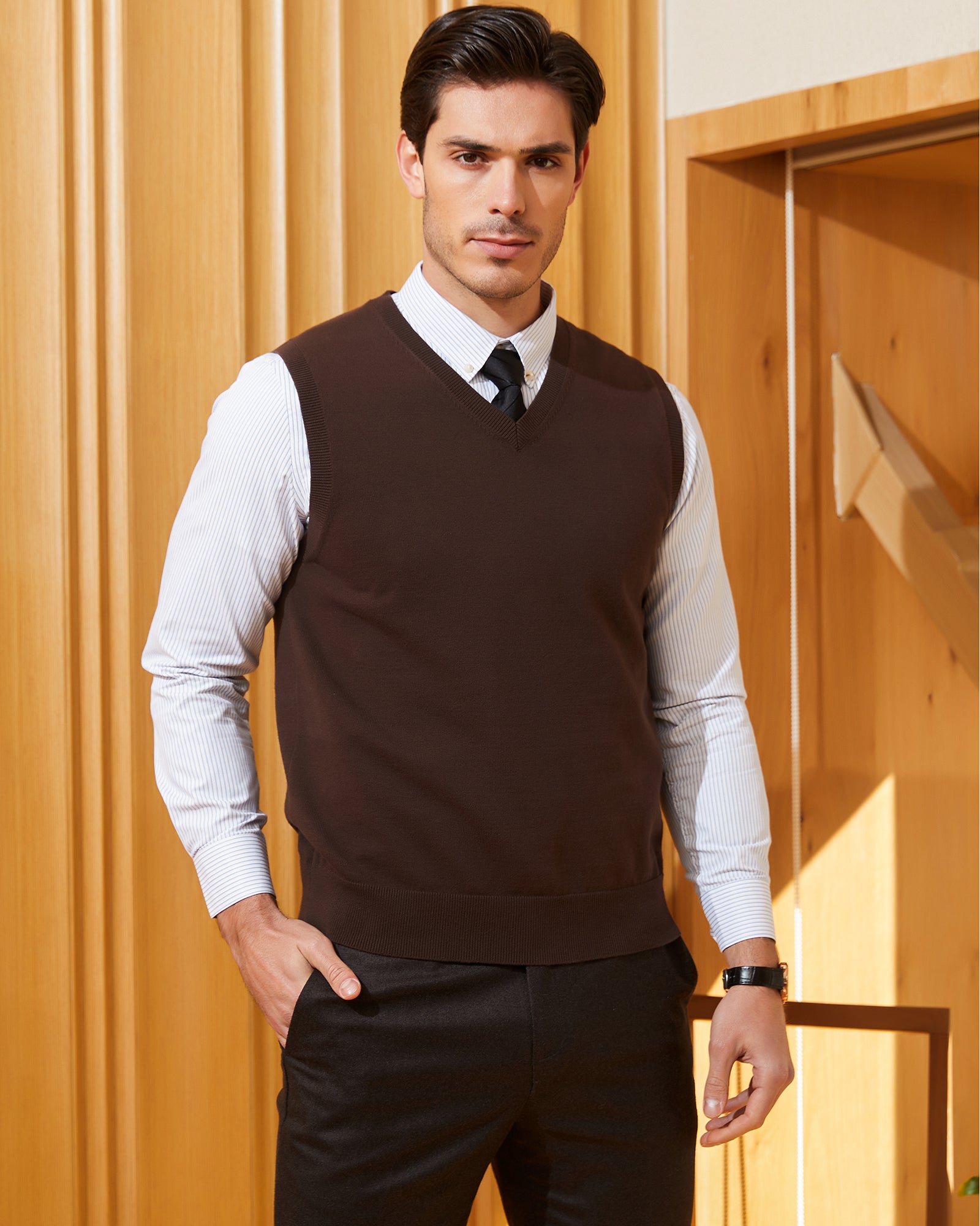 Kallspin Cotton V-neck Vest - Premium Men's Clothing