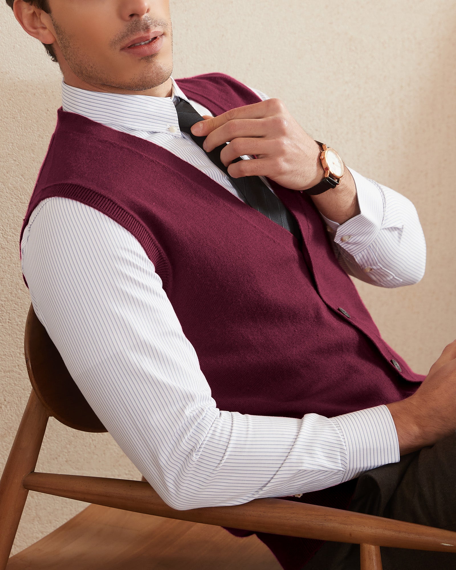 Kallspin Wool Blend Cardigan Vest - Premium Men's Clothing