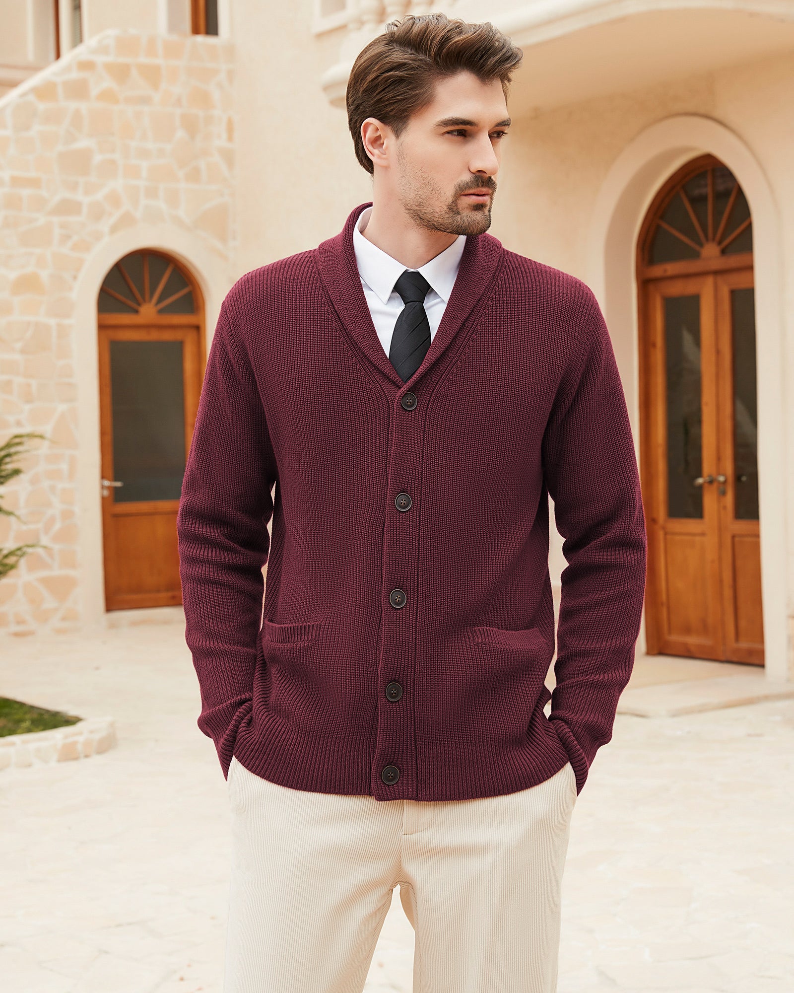 Kallspin Wool Blend Shawl-Collar Cardigan - Premium Men's Clothing