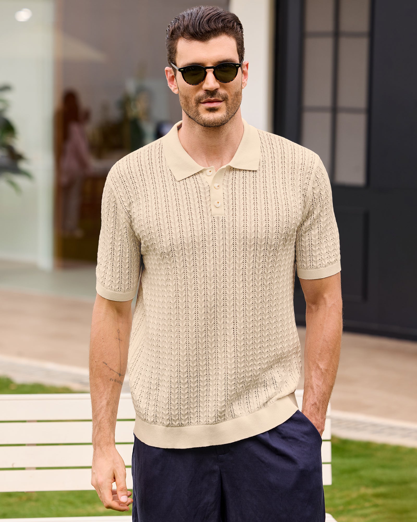 Kallspin Textured Cotton Polo - Premium Men's Clothing