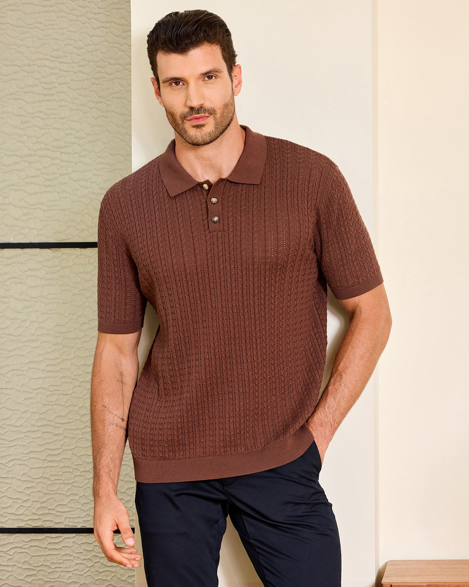 Kallspin Textured Cotton Polo - Premium Men's Clothing