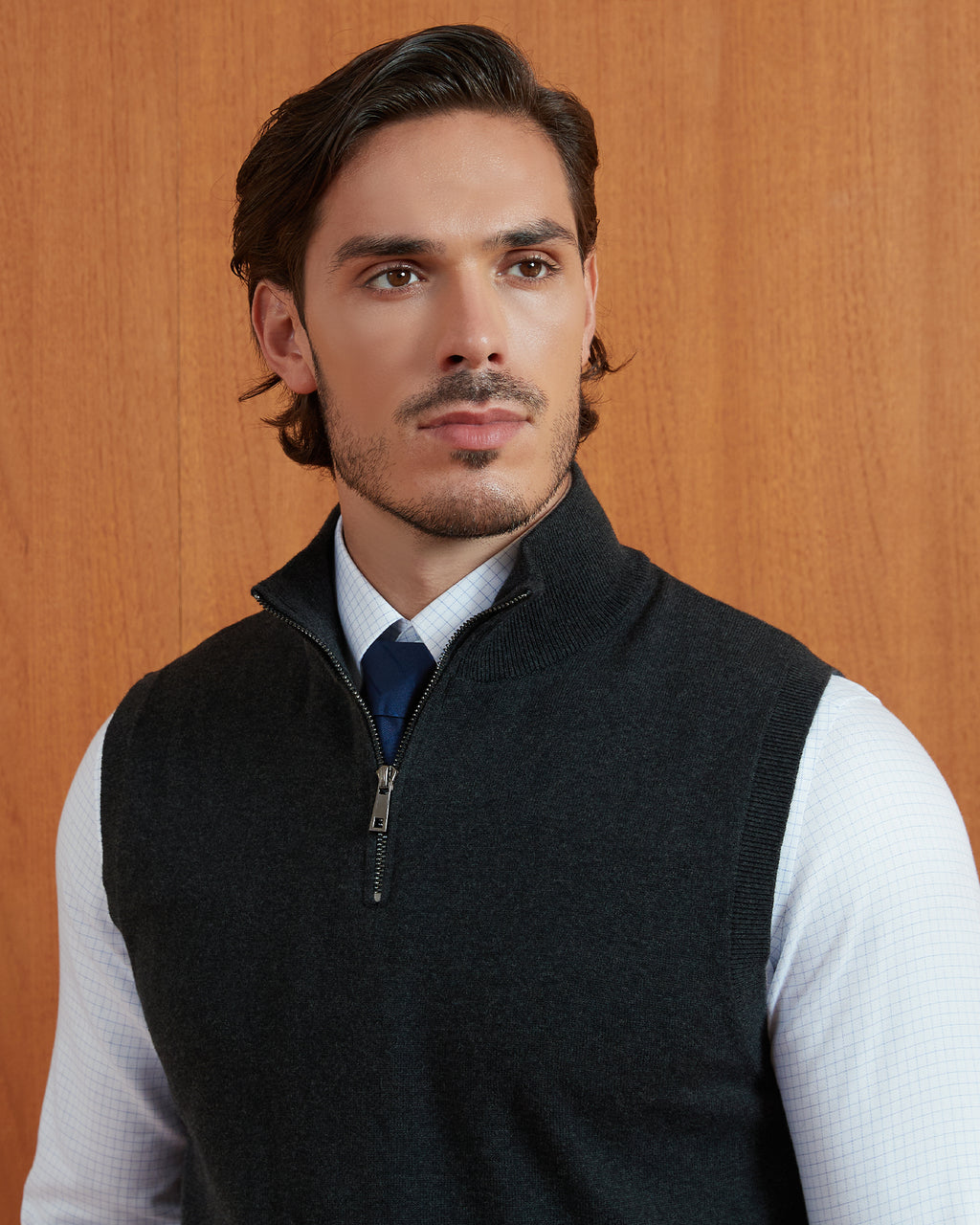 Kallspin Cotton Quarter Zipper Vest - Premium Men's Clothing