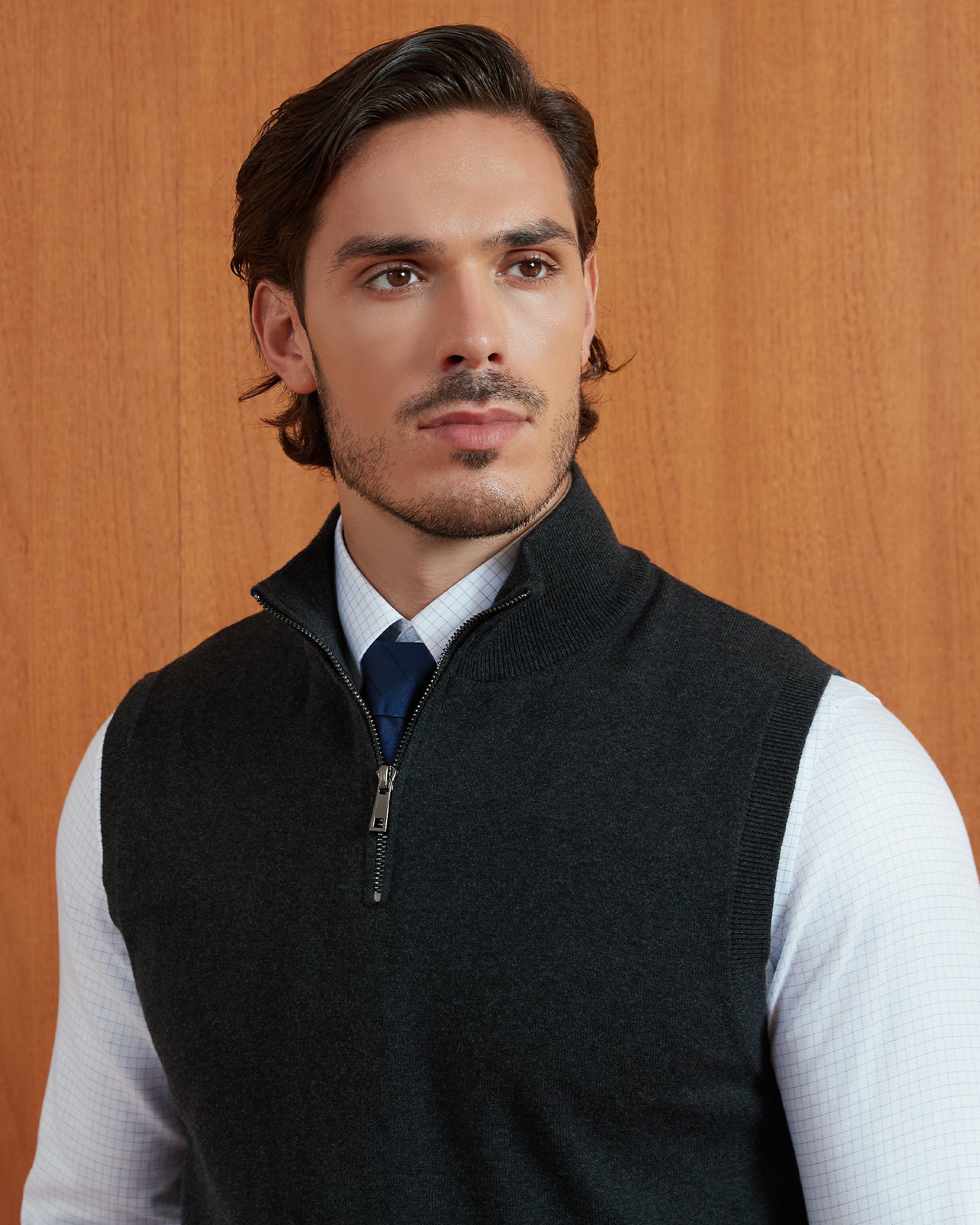 Kallspin Cotton Quarter Zipper Vest - Premium Men's Clothing