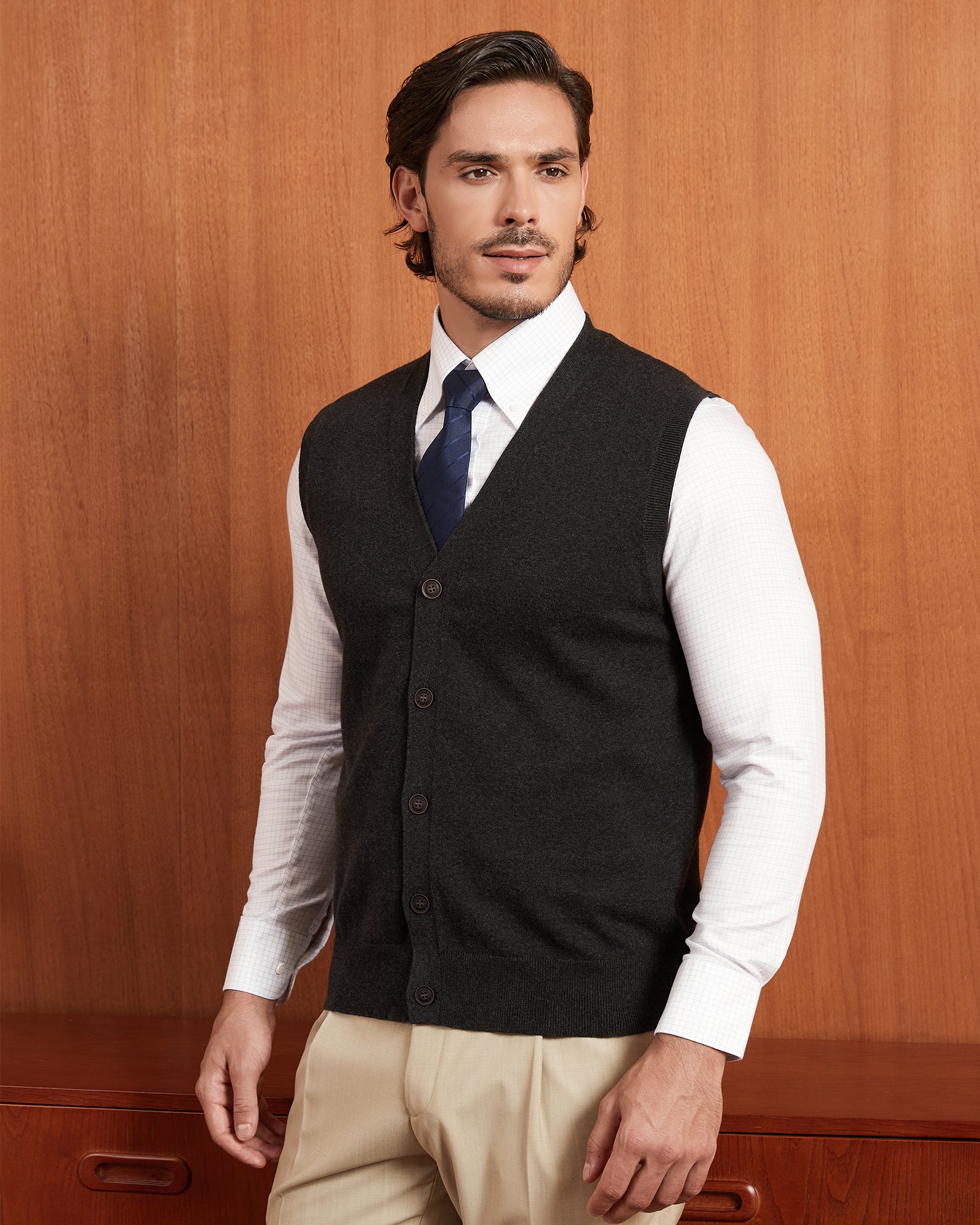 Kallspin Cotton Button Down Vest Cardigan - Premium Men's Clothing