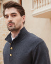 Wool Blend Quarter-Button Pullover