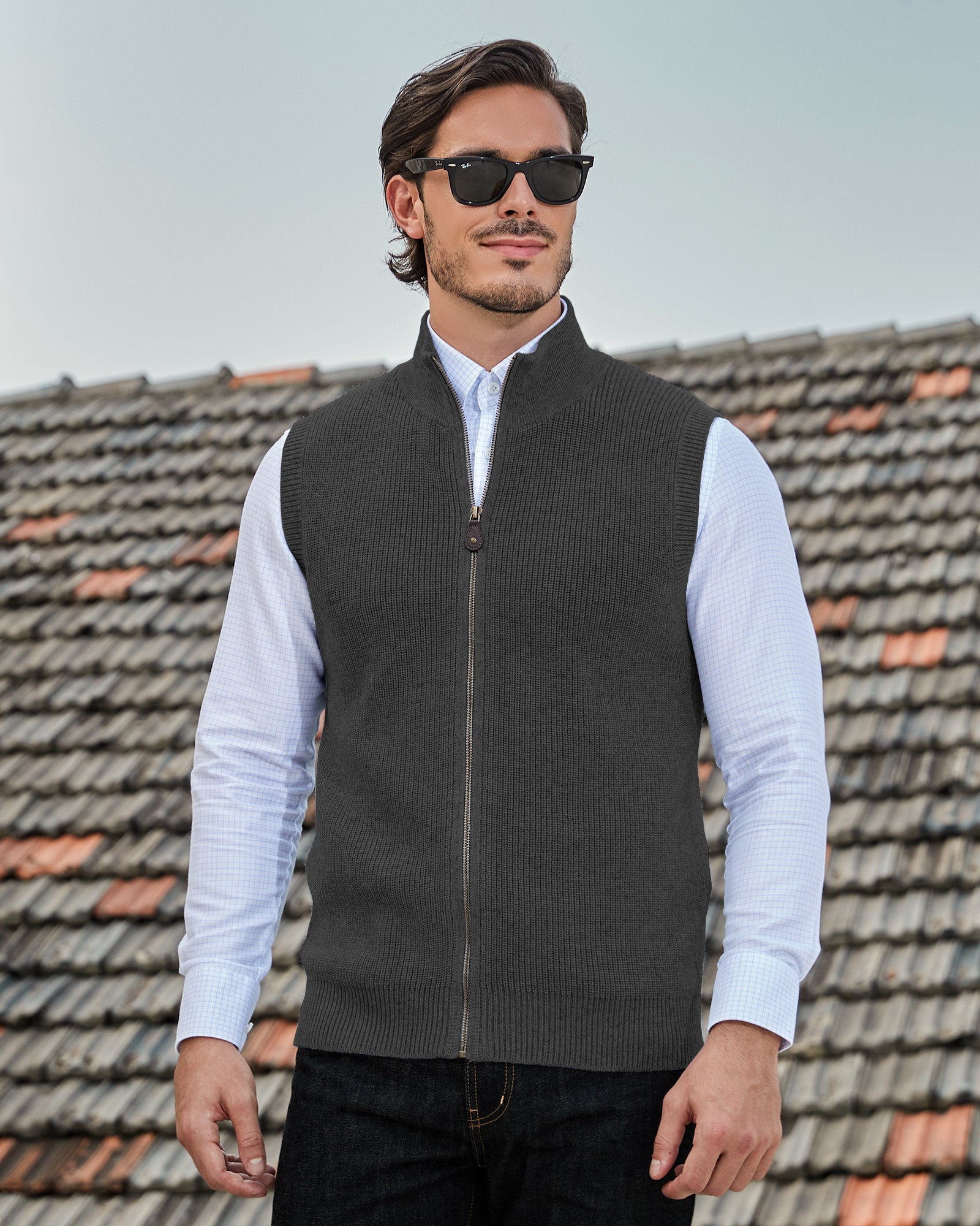 Kallspin Wool Blend Full-zip Vest - Premium Men's Clothing