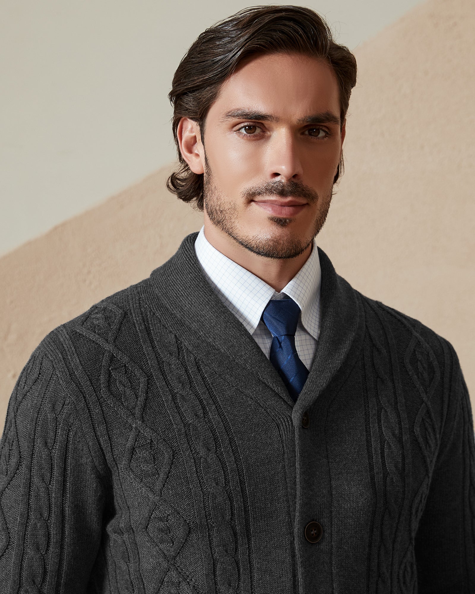 Kallspin Cabel-Knit Shawl-collar Cardigan - Premium Men's Clothing