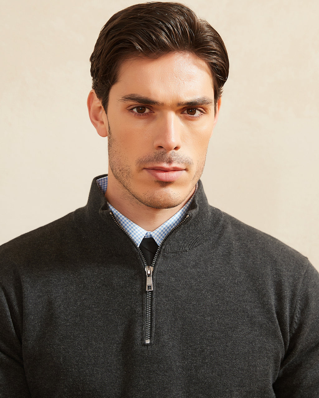 Kallspin Cotton Quarter Zipper Pullover - Premium Men's Clothing