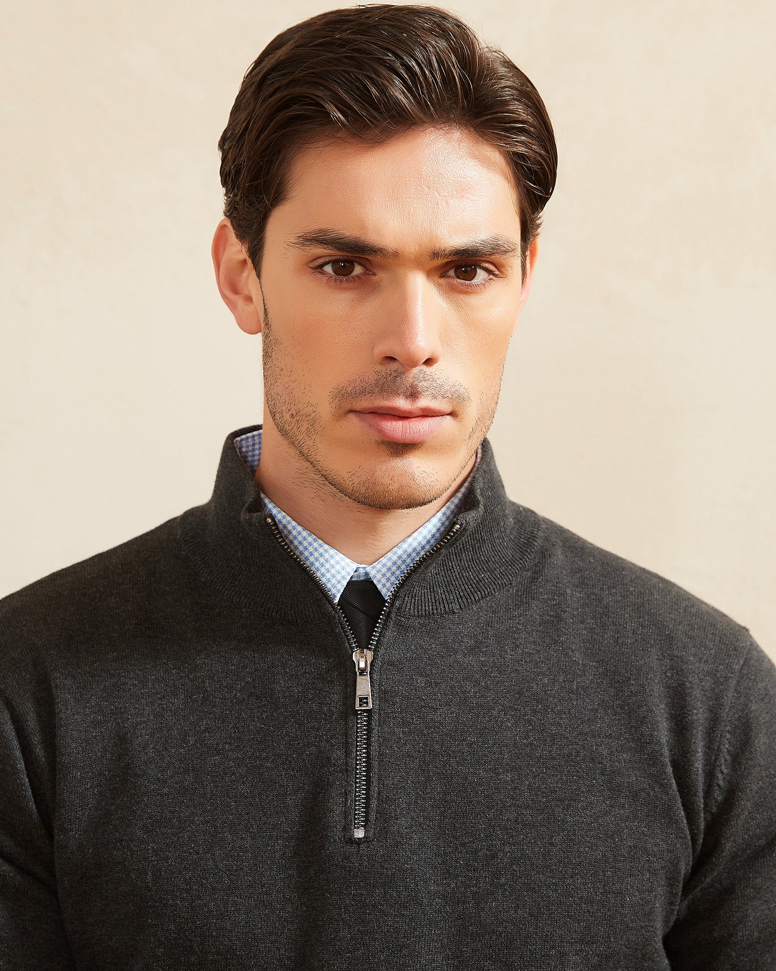 Kallspin Cotton Quarter Zipper Pullover - Premium Men's Clothing