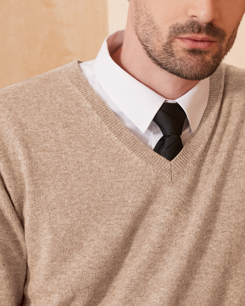 Kallspin Wool Blend V-Neck Pullover Sweater - Premium Men's Clothing