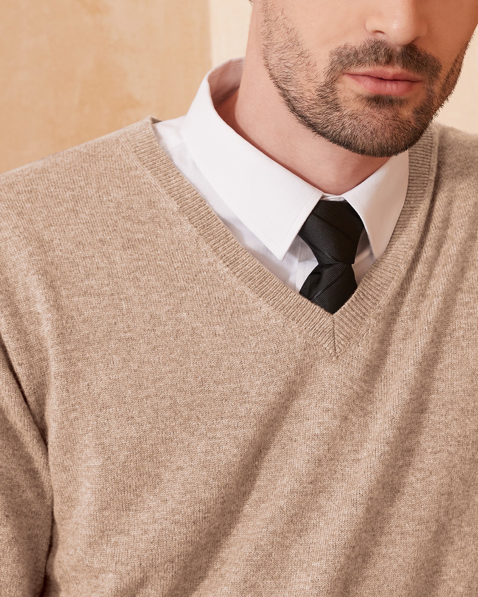 Kallspin Wool Blend V-Neck Pullover Sweater - Premium Men's Clothing